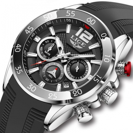 Ceas barbatesc Lige Silicon Quartz Cronograf Cronometru [5]