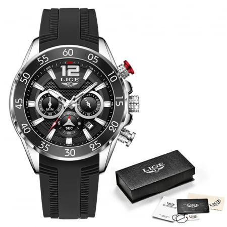 Ceas barbatesc Lige Silicon Quartz Cronograf Cronometru [3]