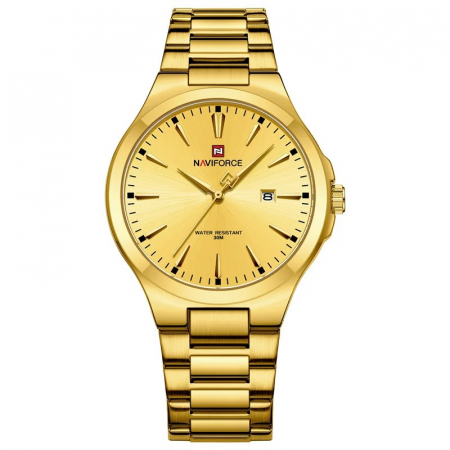 Ceasuri barbatesti - Ceas barbatesc Naviforce Business Otel Auriu Quartz Analog Digital Data