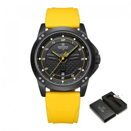 Ceas barbatesc Naviforce Casual Gri Analog Quartz Data Galben [5]