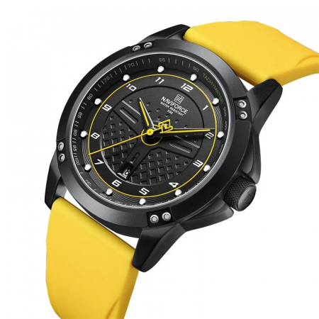 Ceas barbatesc Naviforce Casual Gri Analog Quartz Data Galben [1]