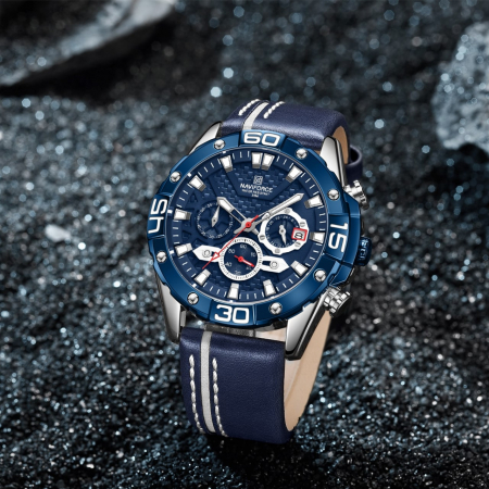 Ceas barbatesc Naviforce Cronograf Quartz Analog Piele [4]
