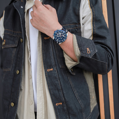 Ceas barbatesc Naviforce Cronograf Quartz Analog Piele [6]