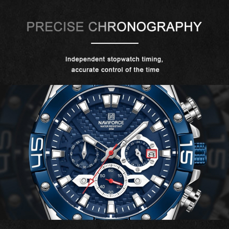 Ceas barbatesc Naviforce Cronograf Quartz Analog Piele [7]