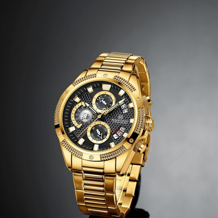 Ceas barbatesc Naviforce Elegant Auriu Negru Cronograf Data Quartz Analog [2]