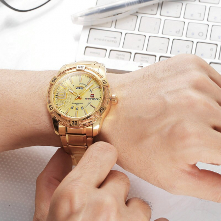 Ceas barbatesc Naviforce Auriu Quartz Otel Data Analog [2]