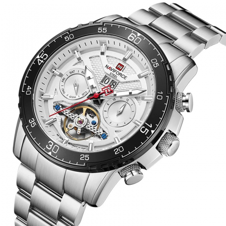 Ceas barbatesc Naviforce Mecanic automatic 10 ATM Rezistent la scufundari Data Otel Argintiu [3]