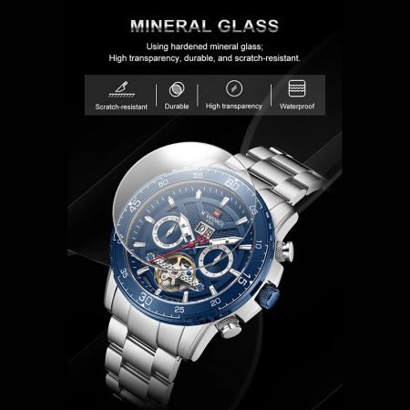 Ceas barbatesc Naviforce Mecanic automatic 10 ATM  Rezistent la scufundari Otel [5]