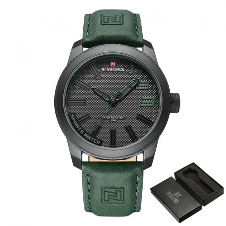 Ceas barbatesc Naviforce Military Sport Quartz Analog Piele Verde [1]