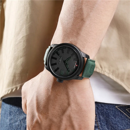 Ceas barbatesc Naviforce Military Sport Quartz Analog Piele Verde [5]