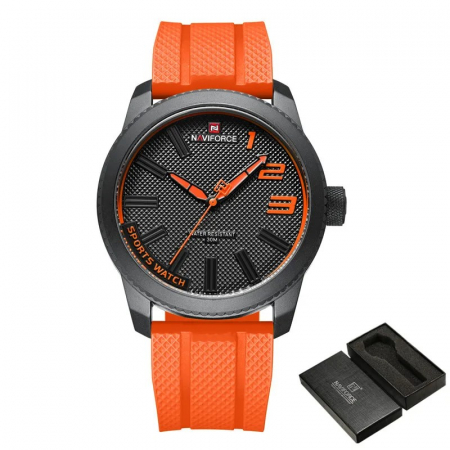 Ceasuri barbatesti - Ceas barbatesc Naviforce Military Sport Quartz Analog Silicon Portocaliu