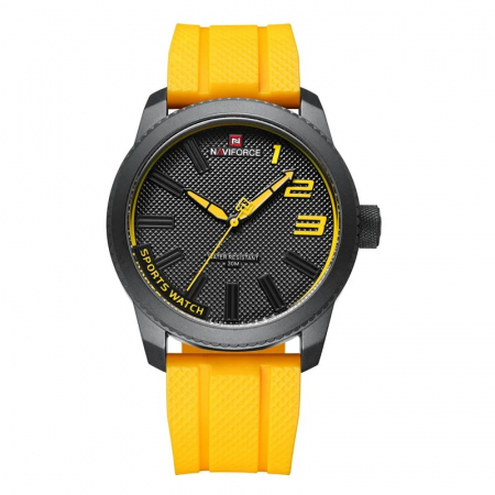Ceasuri barbatesti - Ceas barbatesc Naviforce Military Sport Quartz Analog Silicon Galben