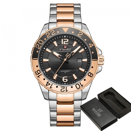 Ceas barbatesc Naviforce Otel Quartz Analog Data Auriu [3]