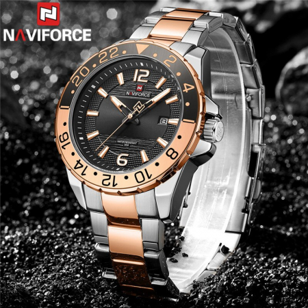 Ceas barbatesc Naviforce Otel Quartz Analog Data Auriu [4]