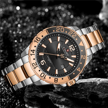 Ceas barbatesc Naviforce Otel Quartz Analog Data Auriu [1]