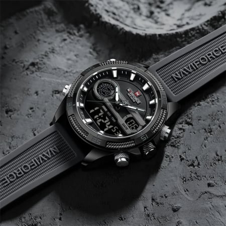 Ceas barbatesc Naviforce Quartz Dual Time Digital Led  Sport Army Militar Silicon Negru [2]