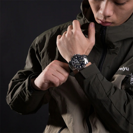 Ceas barbatesc Naviforce Quartz Dual Time Alarma Data Sport Army Militar Silicon Negru Argintiu [2]