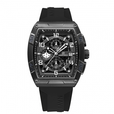 Ceas barbatesc Naviforce Quartz Cronograf Militar Dual Time Data Alarma Sport Army Silicon Negru [0]