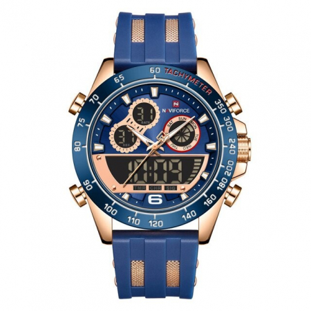 Ceas barbatesc Naviforce Silicon Cronograf Digital Analog Albastru [2]