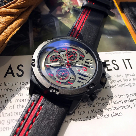 Ceas barbatesc Naviforce Sport Casual Analog Quartz Cronograf Rosu [1]