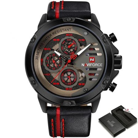 Ceas barbatesc Naviforce Sport Casual Analog Quartz Cronograf Rosu [5]