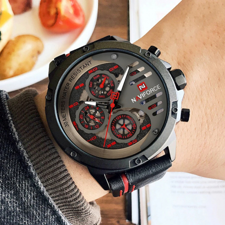 Ceas barbatesc Naviforce Sport Casual Analog Quartz Cronograf Rosu [3]