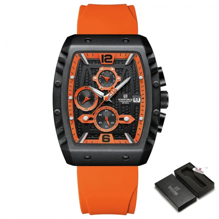 Ceas barbatesc Naviforce  Sport Casual Quartz Analog Silicon Cronograf Portocaliu [2]