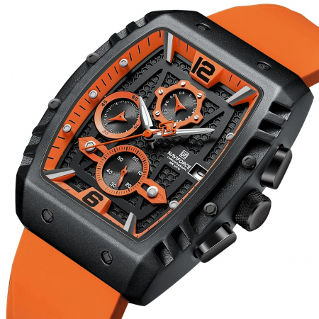 Ceas barbatesc Naviforce  Sport Casual Quartz Analog Silicon Cronograf Portocaliu [6]
