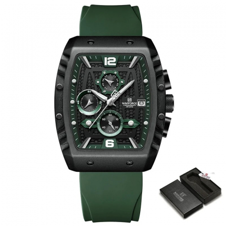 Ceas barbatesc Naviforce  Sport Casual Quartz Analog Silicon Cronograf Verde [4]
