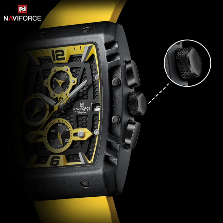 Ceas barbatesc Naviforce  Sport Casual Quartz Analog Silicon Cronograf Galben [2]