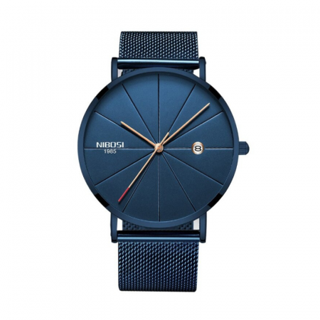 Ceas barbatesc Nibosi Business Otel Elegant Quartz Analog Bratara reglabila Albastru [0]