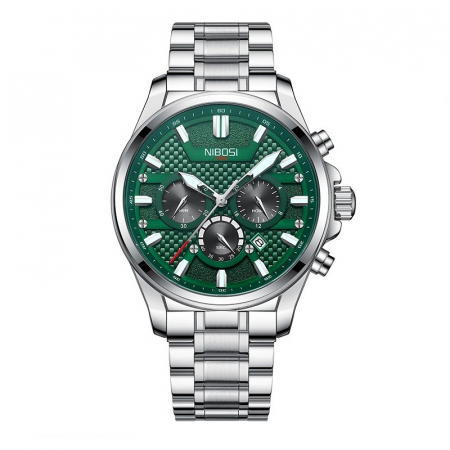 Ceasuri barbatesti - Ceas de mana barbatesc Nibosi Otel Analog Mecanism Quartz Argintiu Verde Indici luminosi