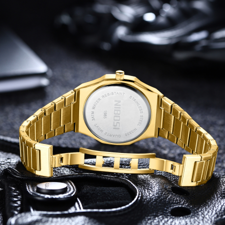 Ceas barbatesc Nibosi Elegant Auriu Quartz Otel Analog [4]