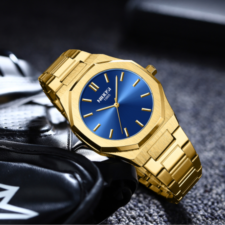 Ceas barbatesc Nibosi Elegant Auriu Quartz Otel Analog [5]