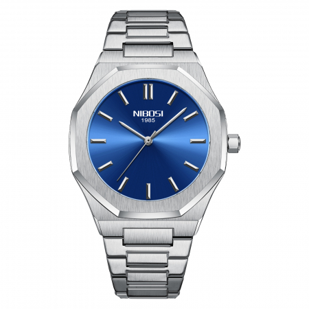 Ceasuri barbatesti - Ceas barbatesc Nibosi Elegant Quartz Otel Analog Argintiu albastru