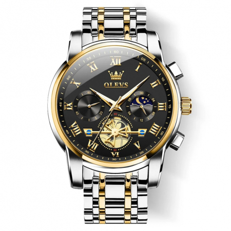 Ceasuri barbatesti - Ceas barbatesc Olevs Quartz Diamond Tungsten Analog Cronograf Fashion Argintiu Negru