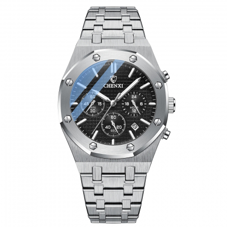 Modele noi - Ceas barbatesc Chenxi Cronograf Casual Fashion Business Quartz Argintiu