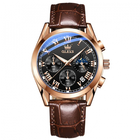 Ceasuri barbatesti - Ceas barbatesc Olevs Piele Quartz Analog Clasic Business Maro