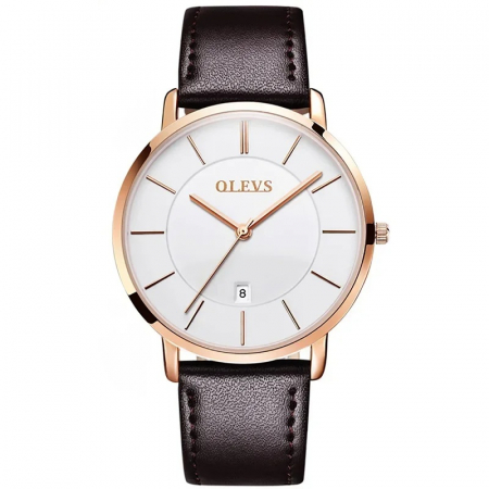 Ceasuri barbatesti - Ceas barbatesc Olevs Quartz Analog Cronograf Fashion Piele Maro Auriu