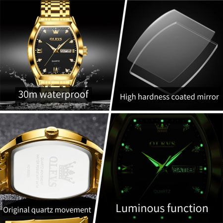 Ceas barbatesc Olevs Quartz Analog Elegant Business Fashion Otel Auriu [3]