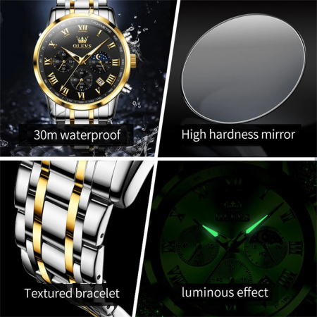 Ceas barbatesc Olevs Cronograf Data Elegant Quartz Analog Otel [5]