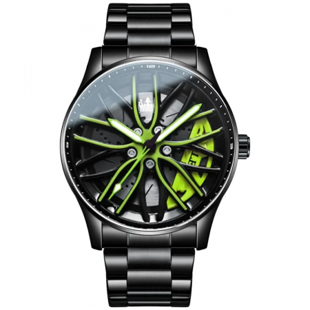 Ceasuri barbatesti - Ceas barbatesc Olevs Sport Casual Quartz Roata Rotativa NegruVerde