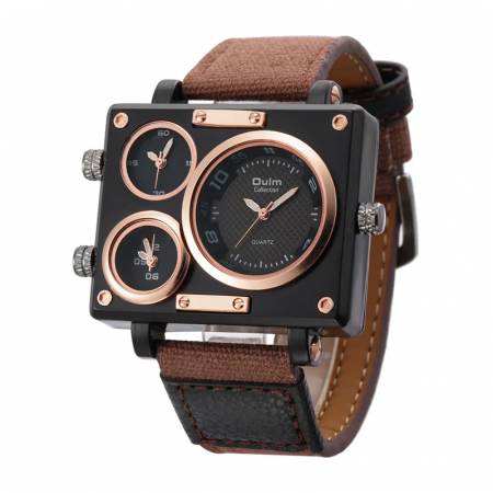 Ceasuri barbatesti - Ceas barbatesc Oulm Casual Elegant Quartz Analog Sport Luxury Multiple fuse orare Maro
