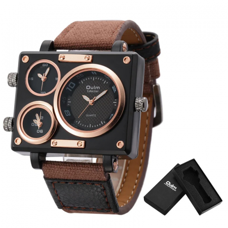 Ceas barbatesc Oulm Casual Elegant Quartz Analog Sport Luxury Multiple fuse orare Maro [4]