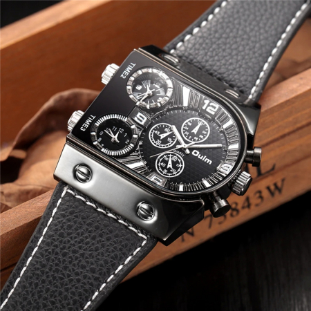 Ceas barbatesc Oulm Fashion Quartz Multiple Fuse Orare Cutie Originala Negru [1]