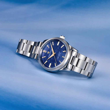 Ceas Bărbătesc Pagani Design PD-1734 Albastru-Auriu, TMI VH31, Safir, 100M, 40 mm [2]
