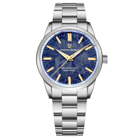 Ceasuri barbatesti - Ceas Bărbătesc Pagani Design PD-1734 Albastru-Auriu, TMI VH31, Safir, 100M, 40 mm