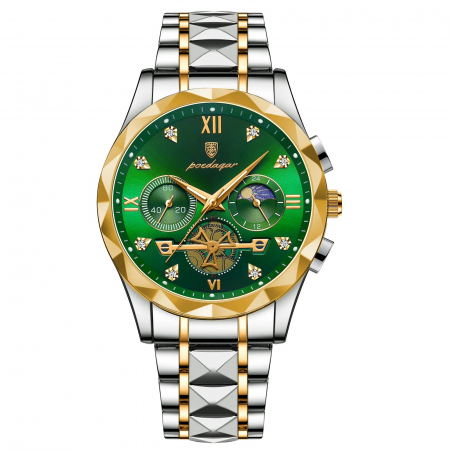 Ceasuri barbatesti - Ceas barbatesc Poedagar Quartz Cronograf Analog Casual Fashion Argintiu Verde
