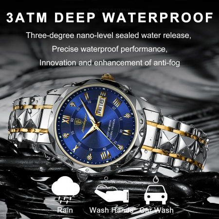 Ceas barbatesc Poedagar Quartz Analog Data Indici luminosi Argintiu Albastru [1]