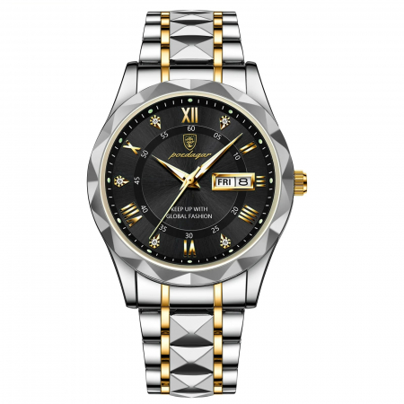 Ceasuri barbatesti - Ceas barbatesc Poedagar Quartz Analog Data Indici luminosi Argintiu
